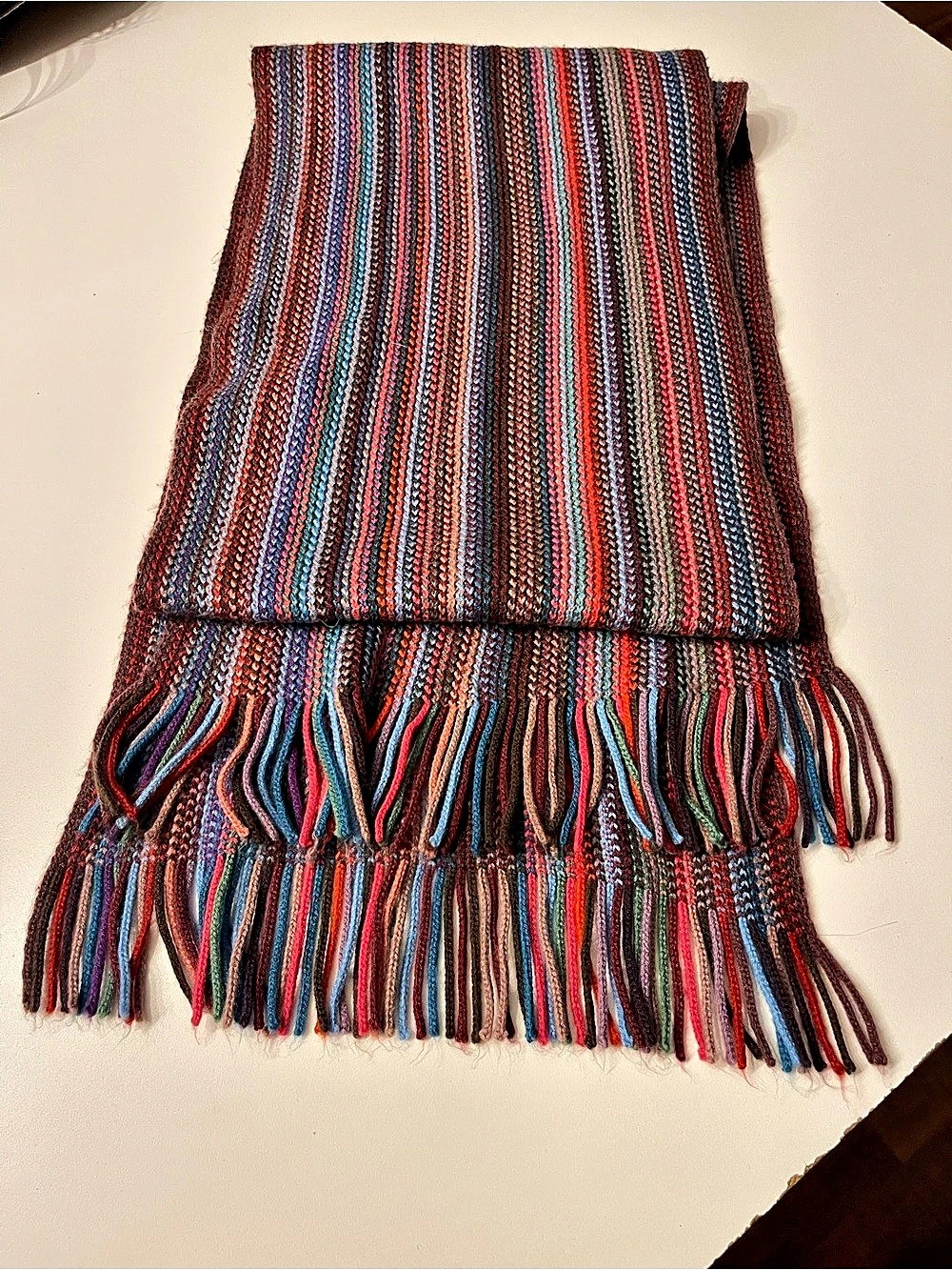 Multicolor Striped Fringe Scarf